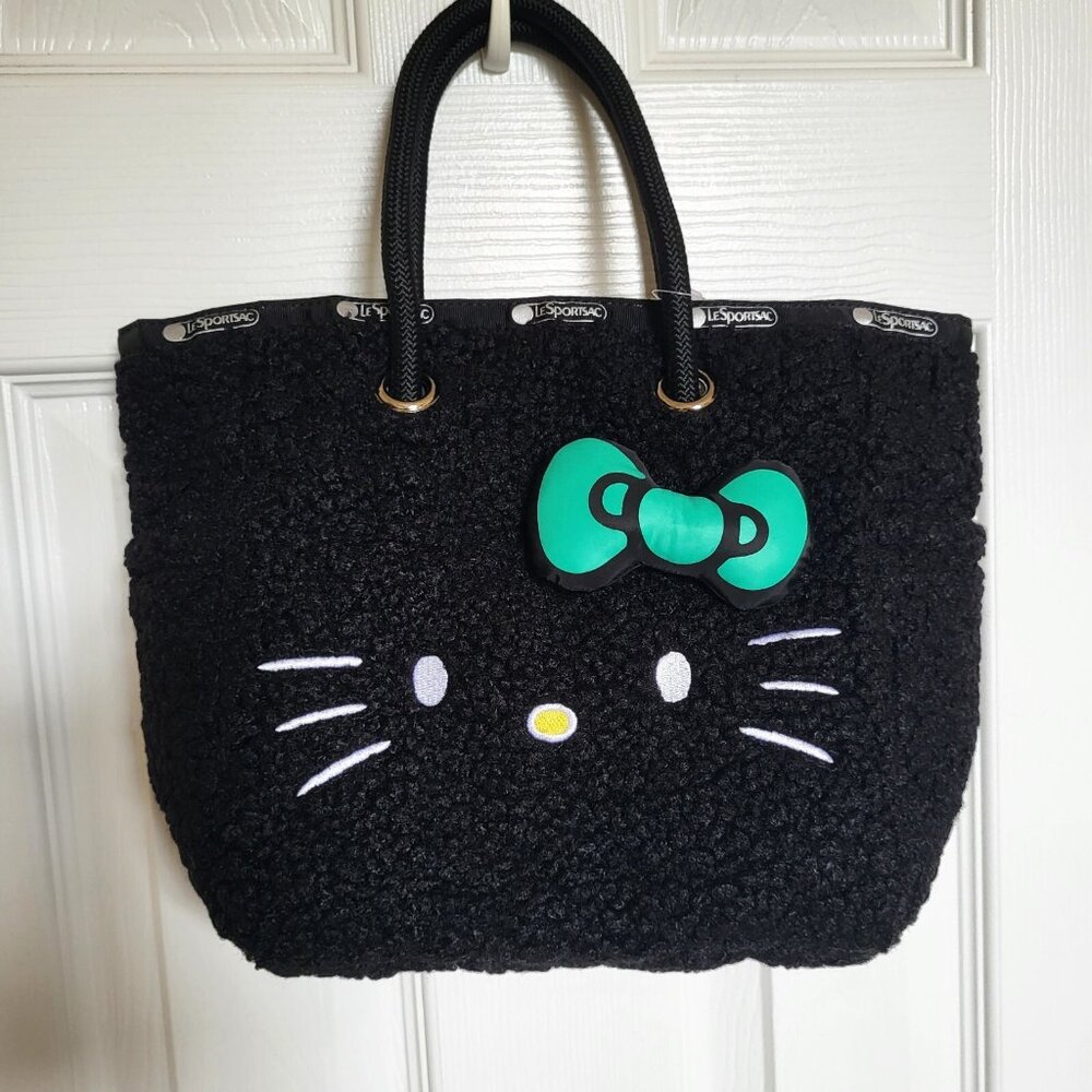 Lesportsac Hello Kitty 2-Way Small Mini Tote Black Green Bow
